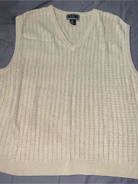 Vintage Tan Cable Knit Silk Blend Dark Academia Sweater Vest